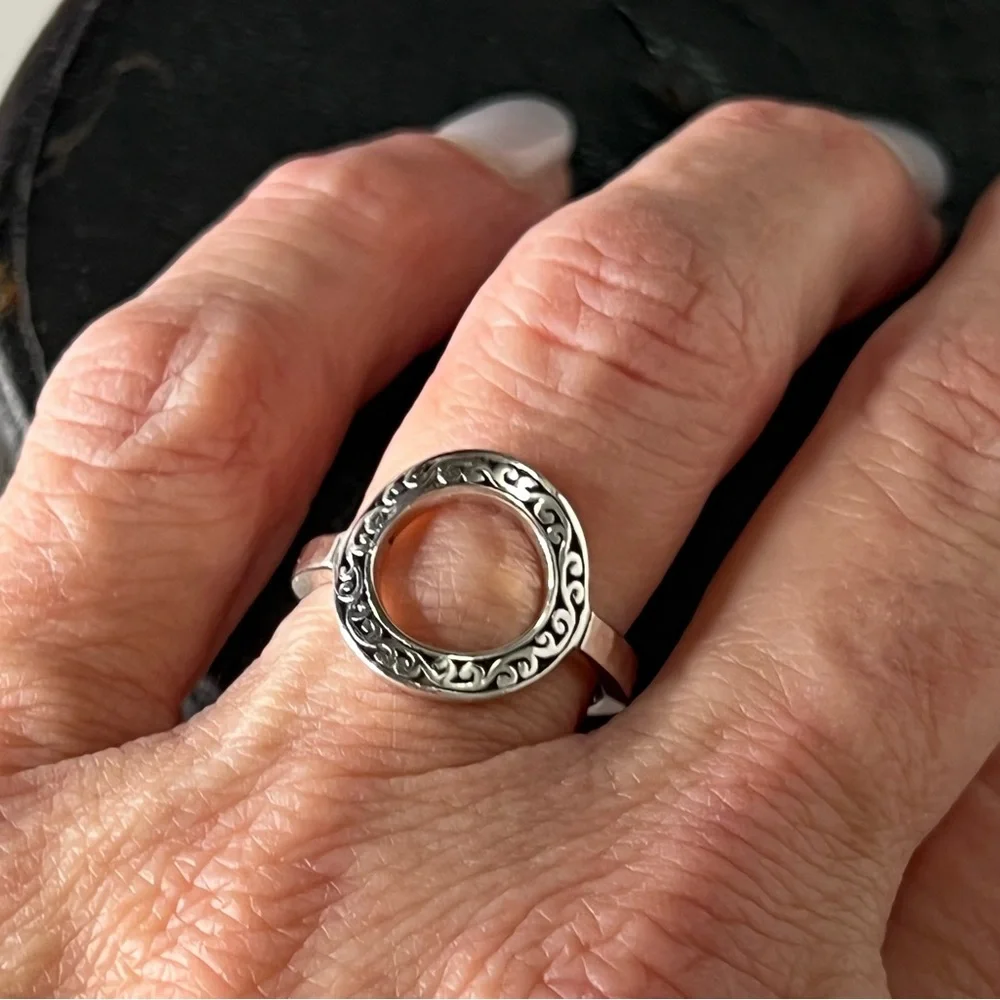 Lois Hill Sterling Silver Signature Scroll Open Circle Ring - Picture 2 of 8